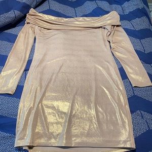 Lovers + Friends shimmery pale gold bodycon